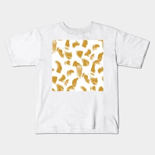 Gold over White Brushtroke Dots Kids T-Shirt